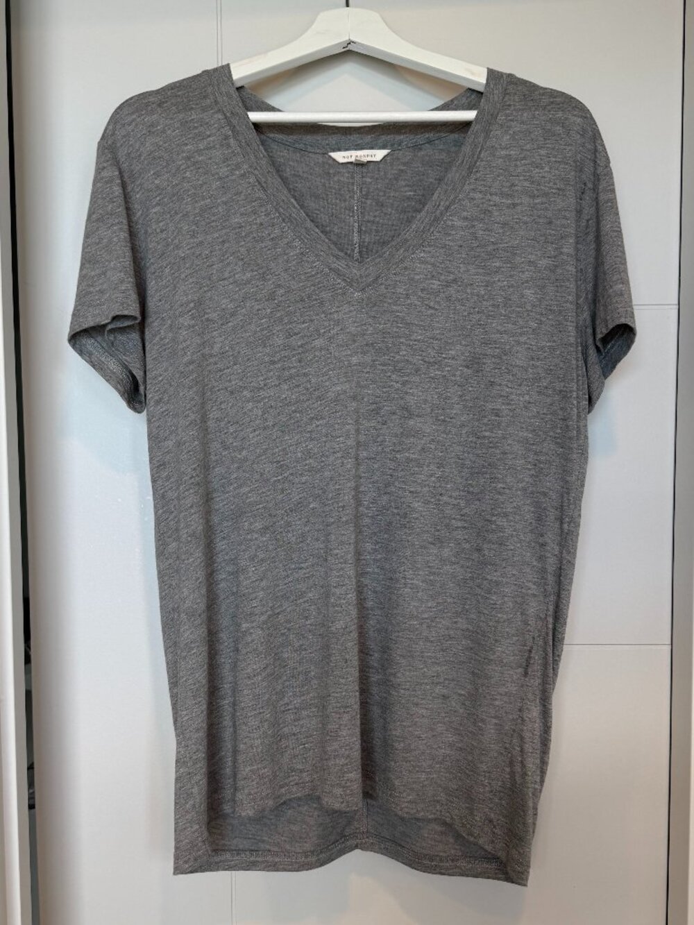 Not Monday Grey V Neck T-Shirt size Small